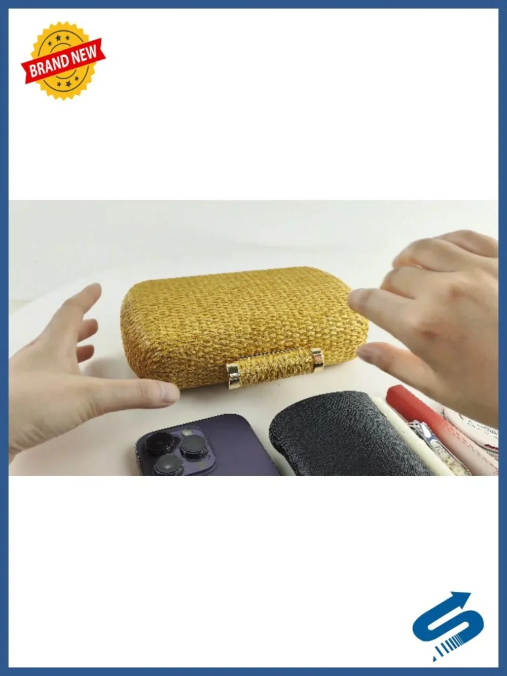 Straw Woven Clutch Purse for Women Evening Wedding Beach Bag